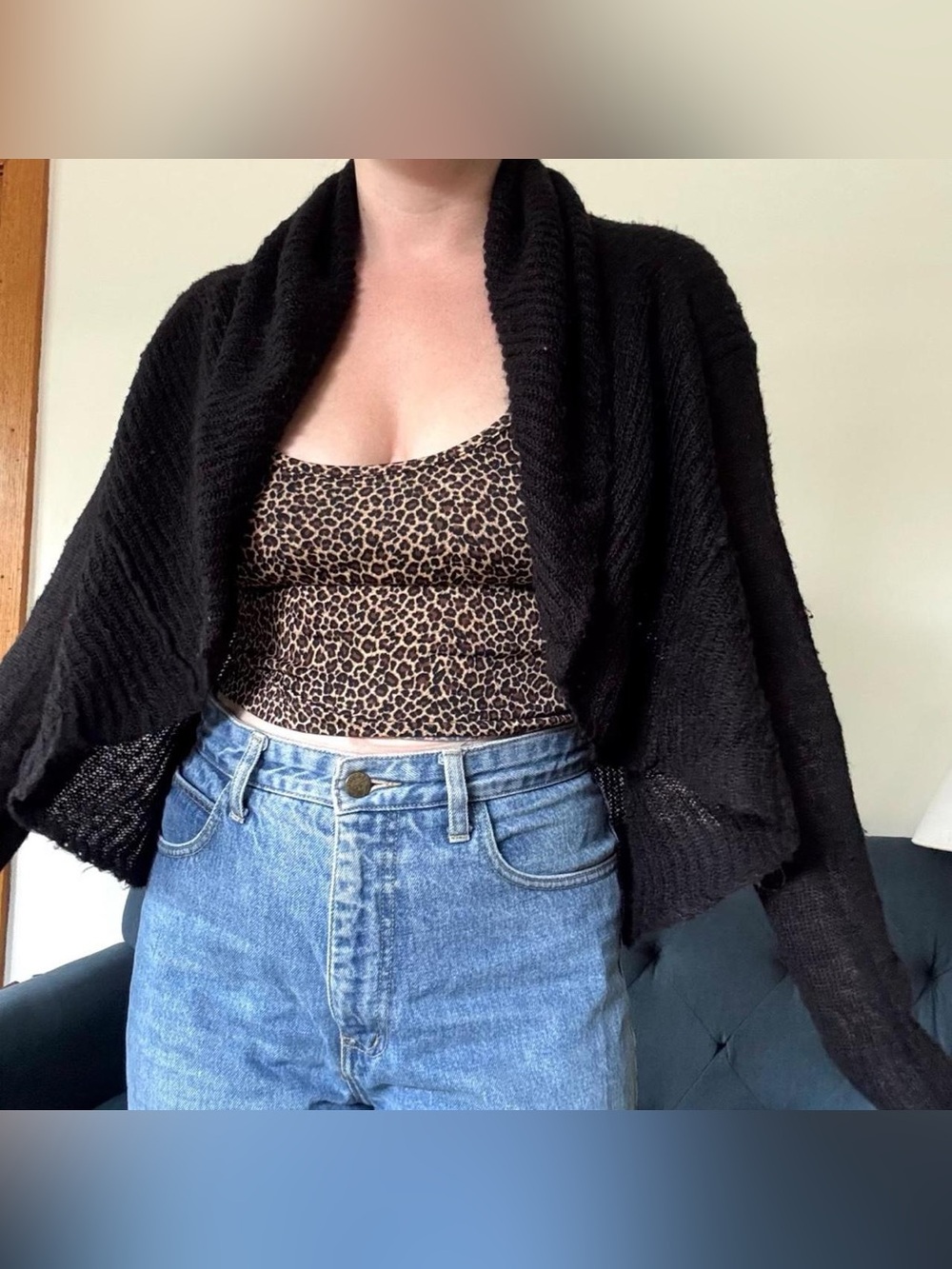 Black Mimi Maternity open front drapey knit cardigan